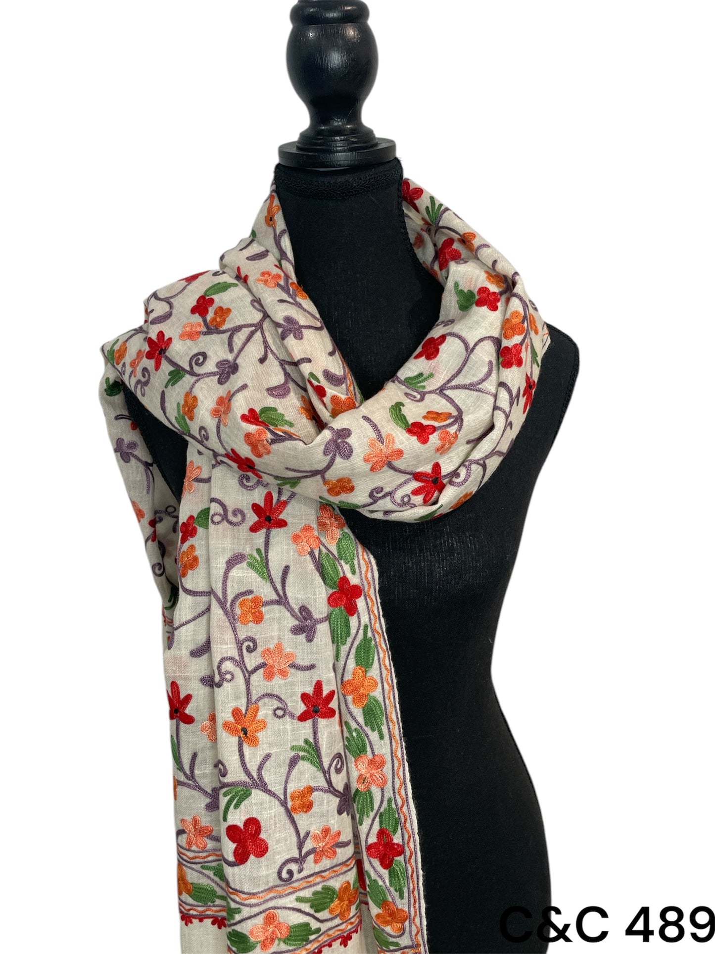 Scarf/Wrap Hand Embroidered Aari Jaal Work