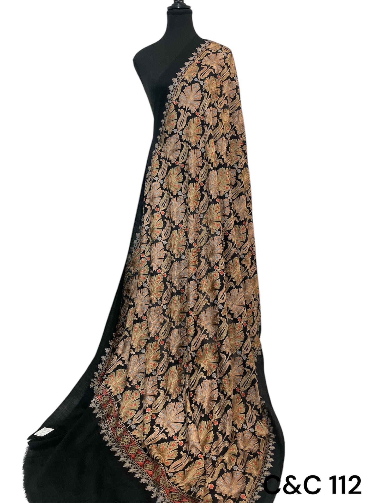 Black Aarie Jamawar Shawl