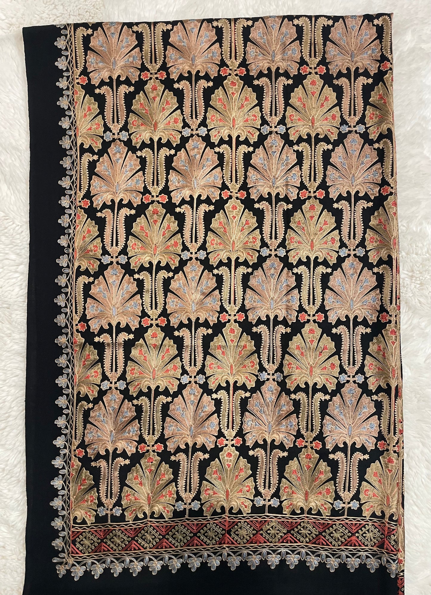 Black Aarie Jamawar Shawl