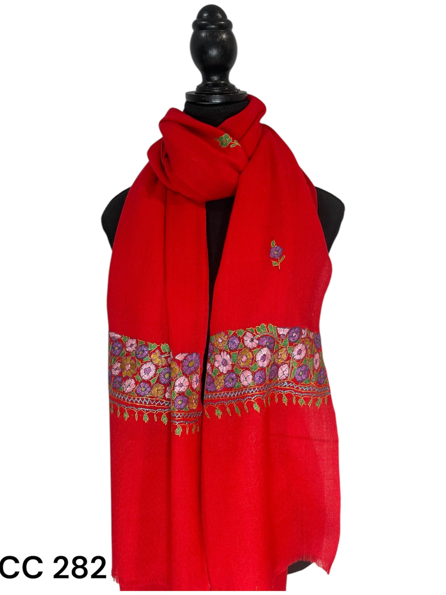 Papermachie Border Embroidered Stole/Scarf