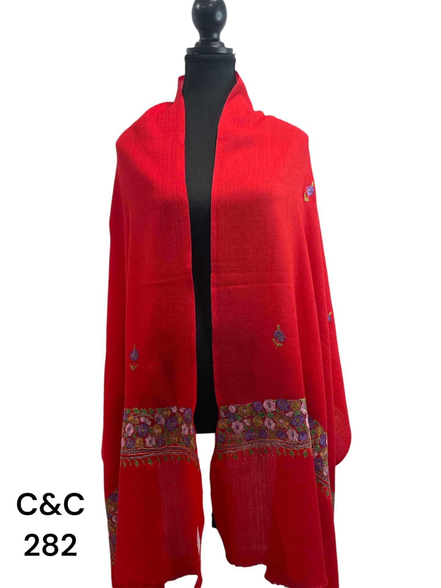 Papermachie Border Embroidered Stole/Scarf