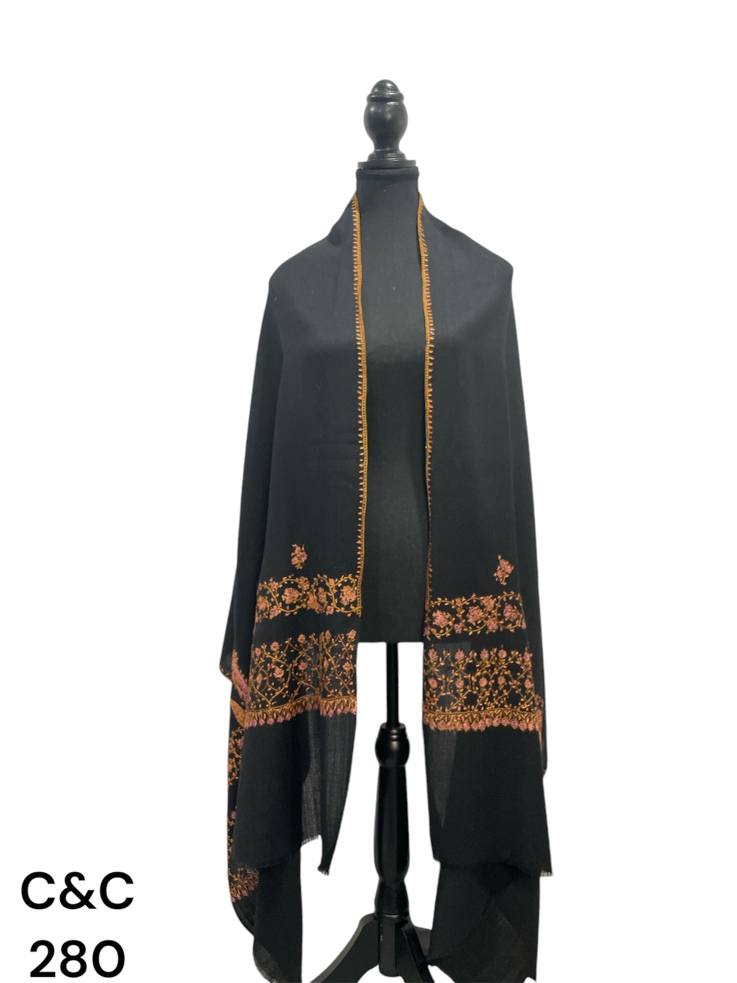 Black Palaa Embroidered Stole