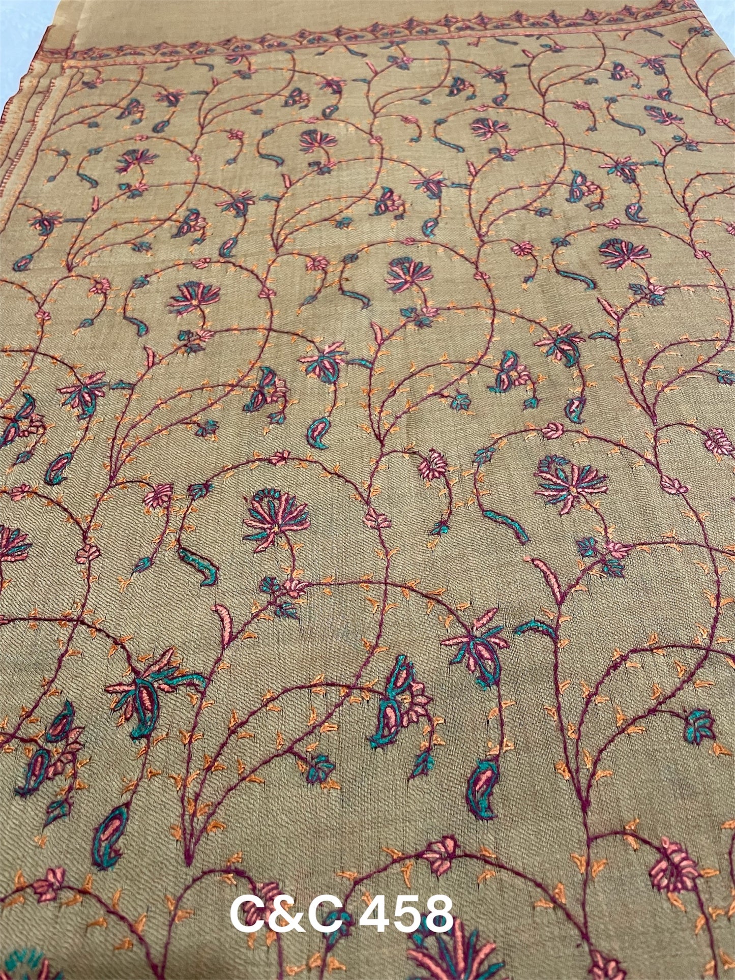 Beige Jaal Embroidered Shawl