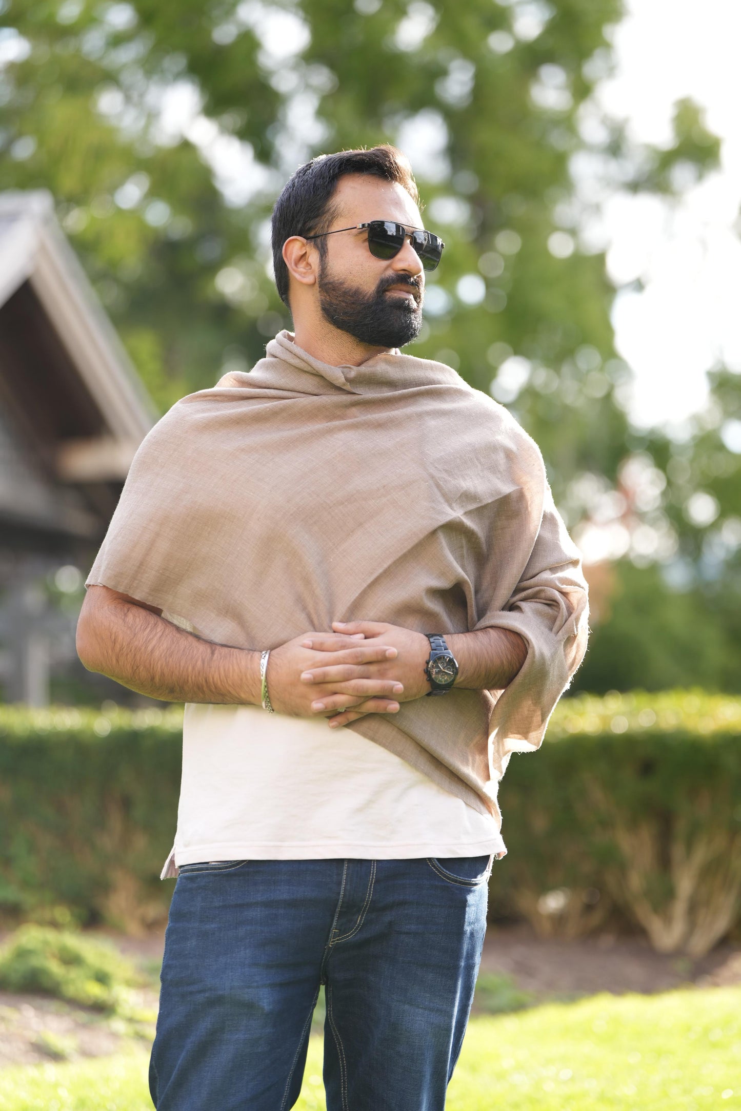 Dark Beige Plain Stole