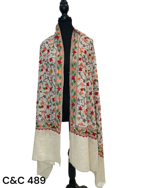 Scarf/Wrap Hand Embroidered Aari Jaal Work
