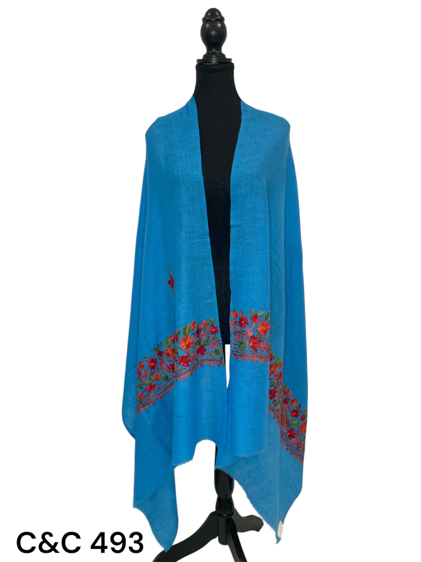 Blue Aari Embroidered Scarf/Wrap