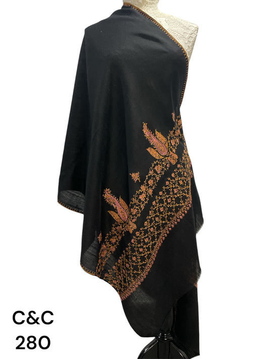 Black Palaa Embroidered Stole