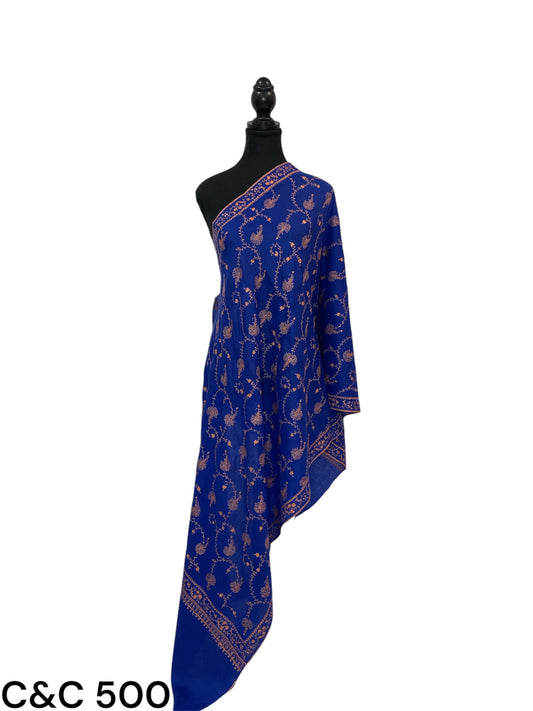Blue Stole Hand Embroidered