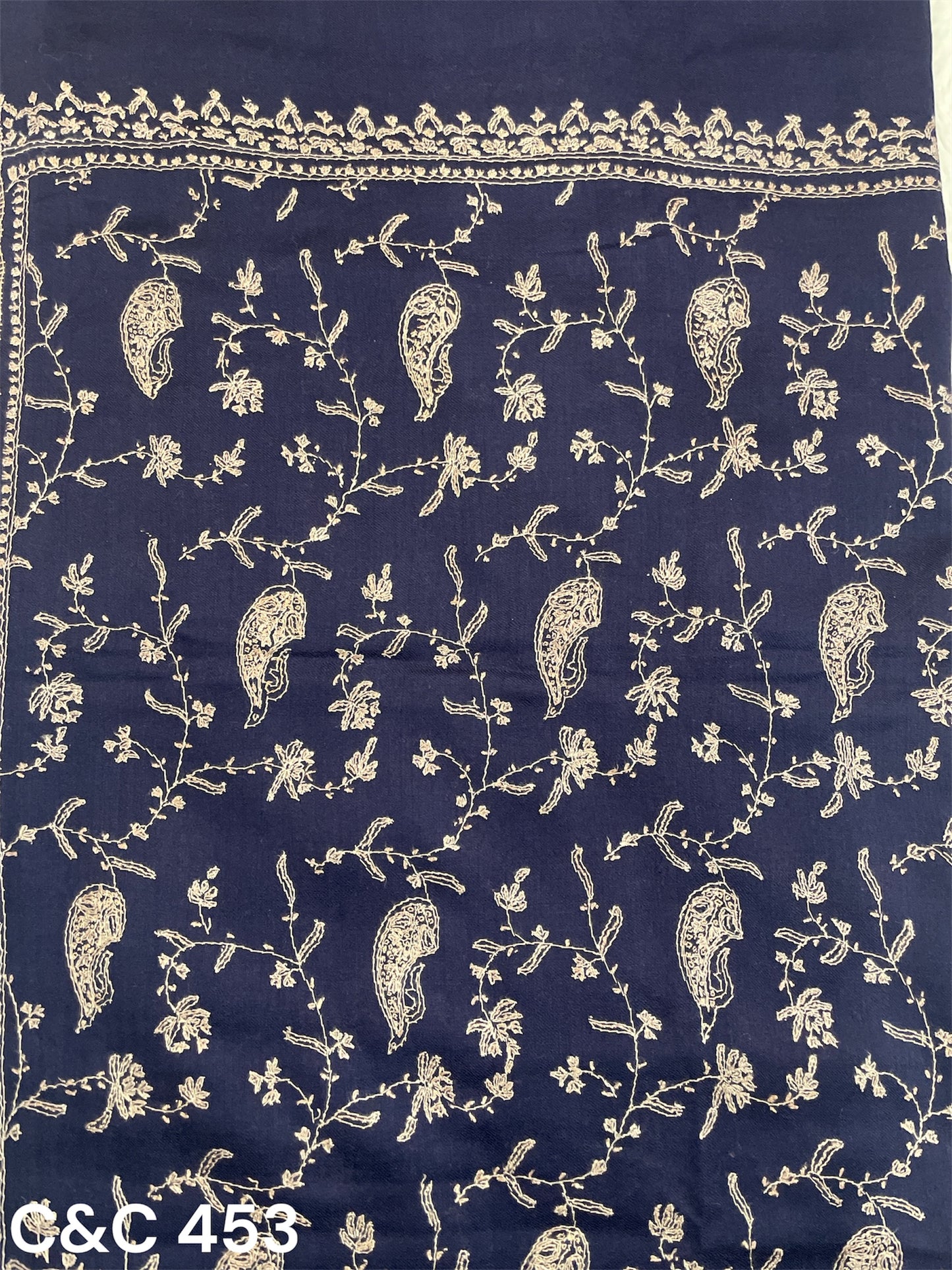 Dark Blue Jaal Embroidered Shawl