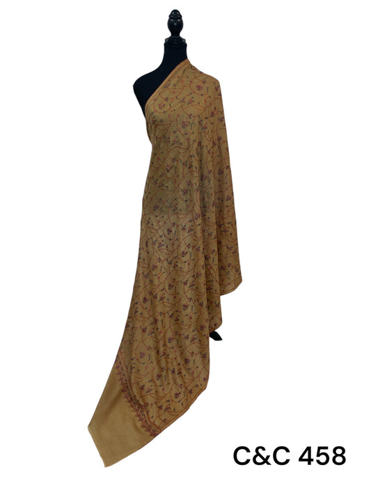 Beige Jaal Embroidered Shawl