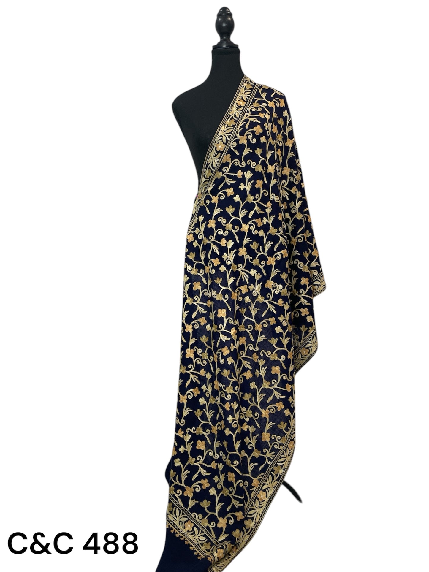 Dark Blue Aari Jaal Stole