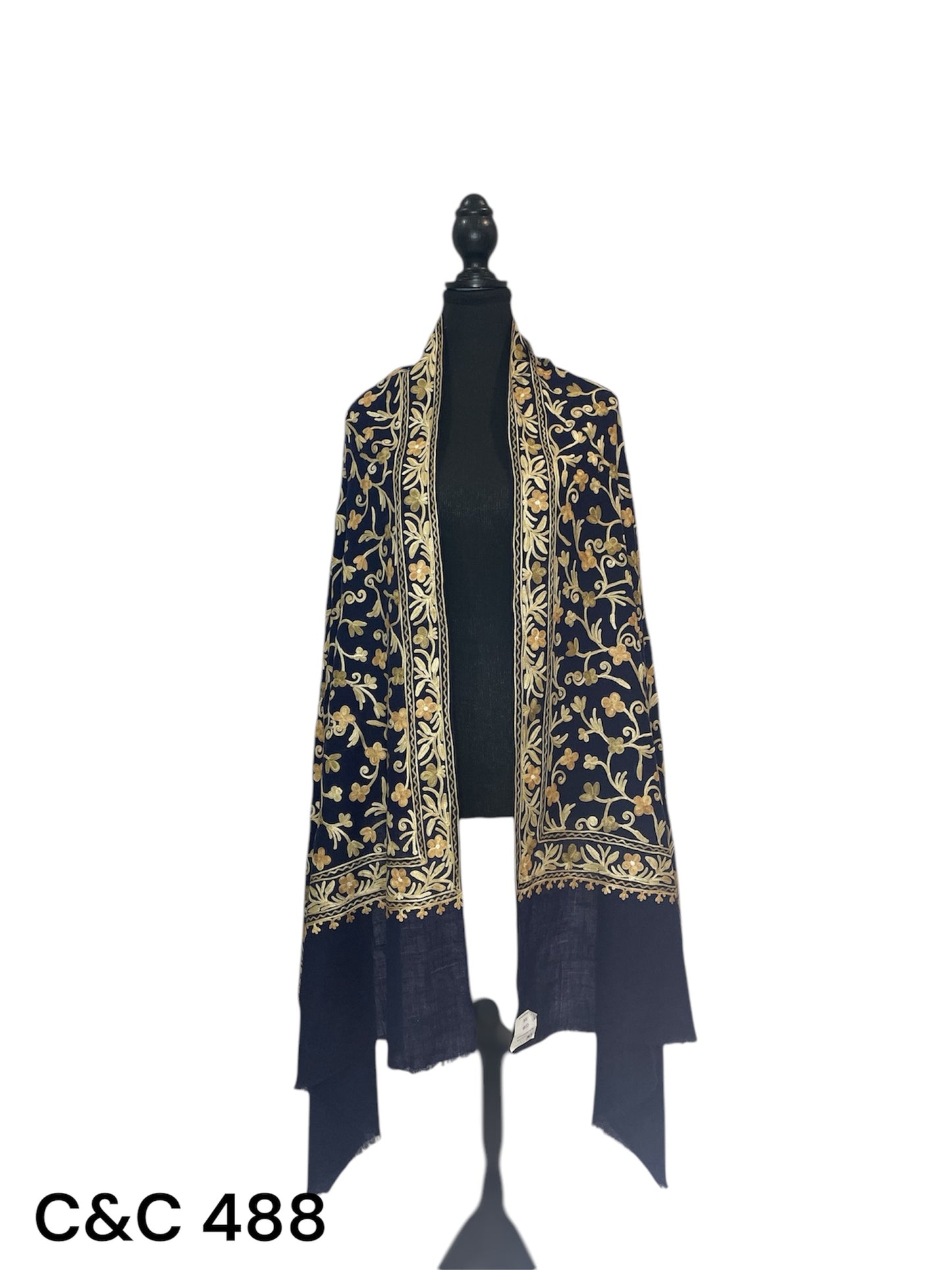 Dark Blue Aari Jaal Stole