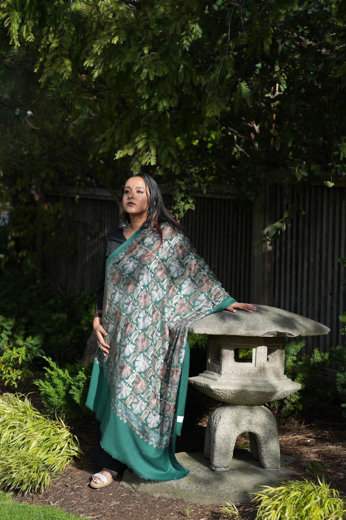 Green Aarie Jamawar Shawl