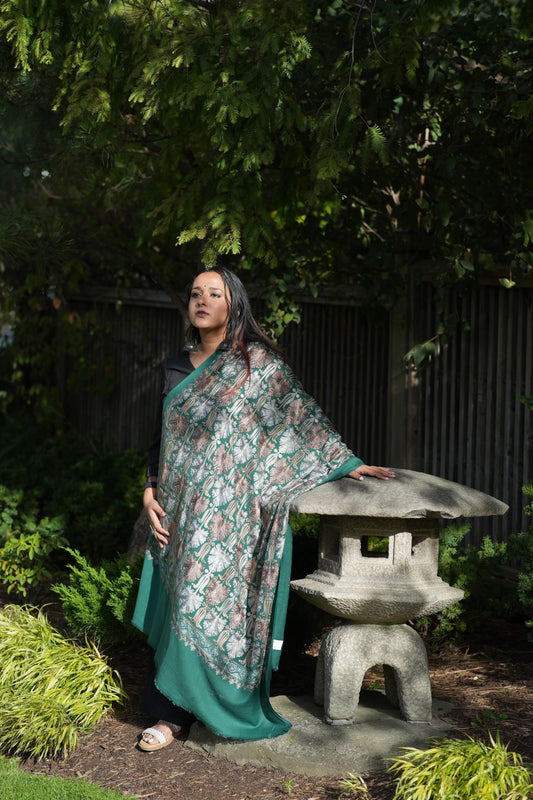 Green Aarie Jamawar Shawl